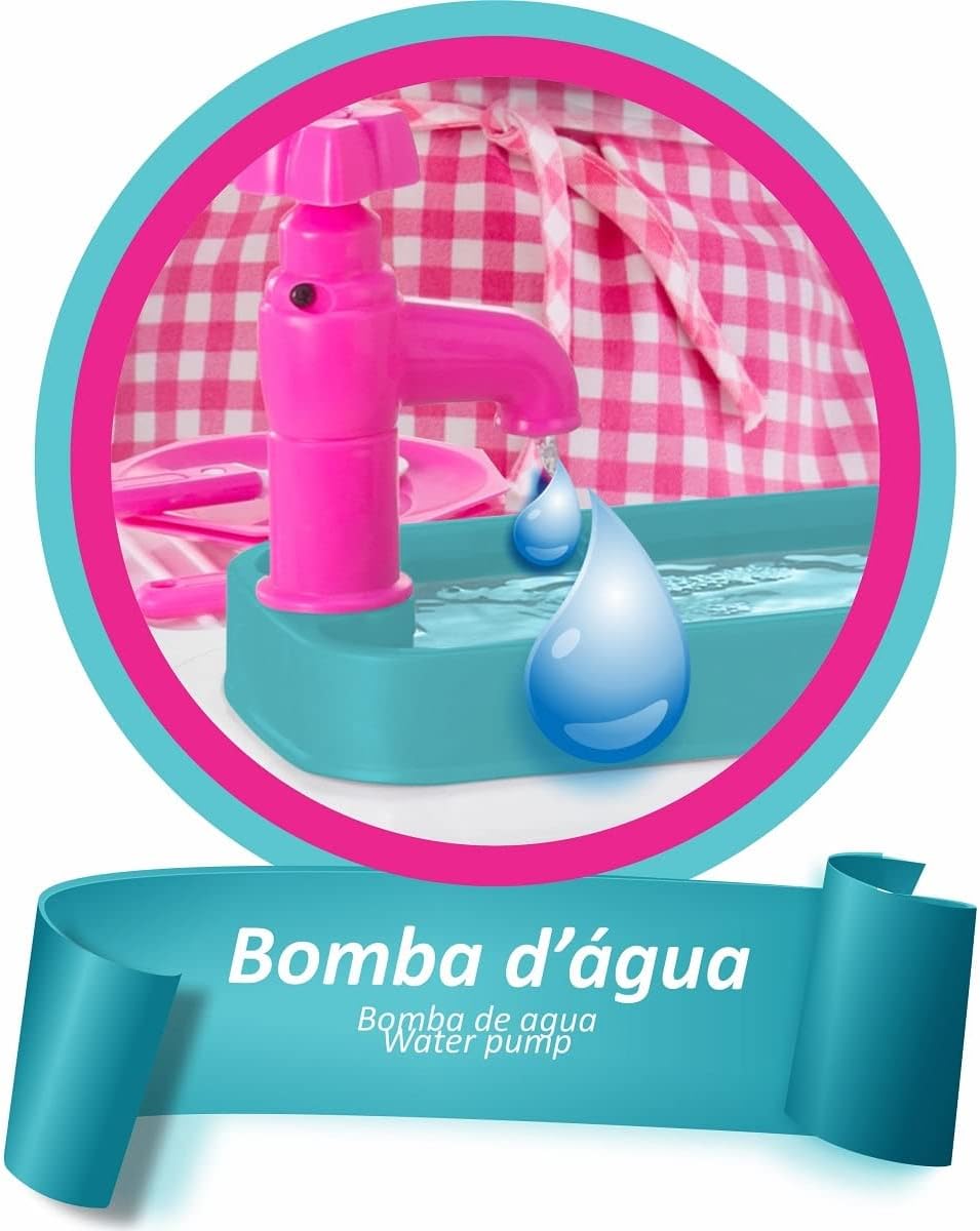 Cozinha Gourmet Infantil Completa Rosa Sai Água Magic Toys 8016
