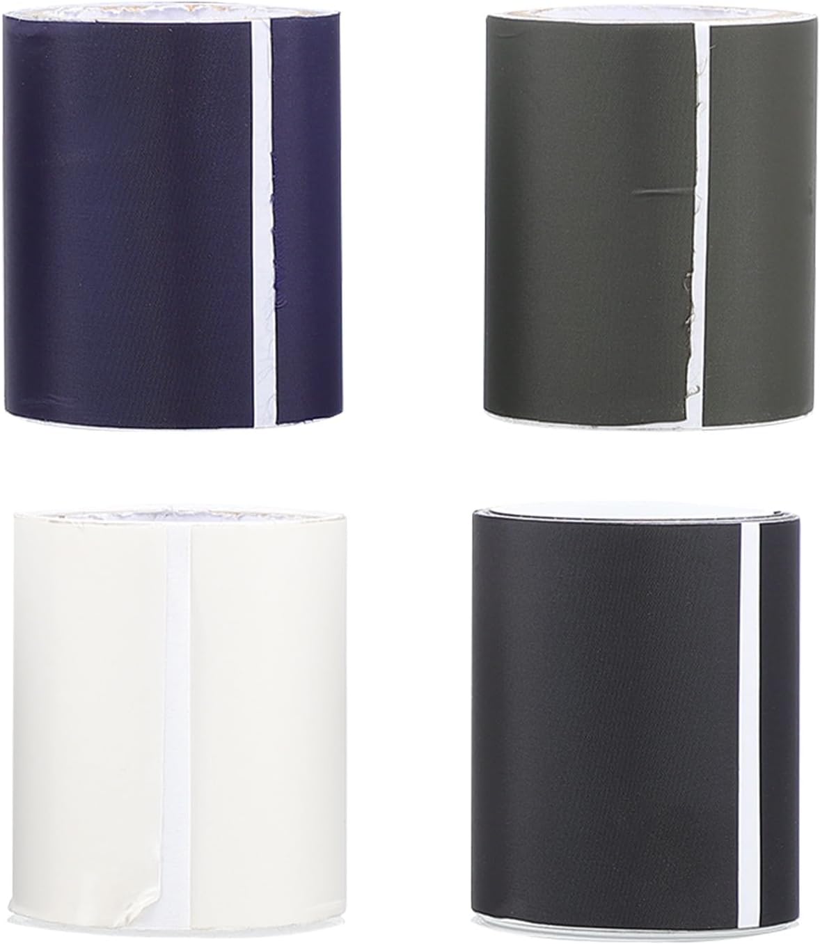 4 Rolls Self-Adhesive Fabric Patches Cloth Repair Stickers for Clothing DIY Garment Mending, Includes Navy Blue, Army Green, Black, and Beige Colors, Suitable for Jeans and Jackets
