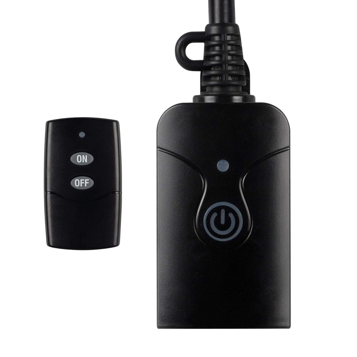 HBN Outdoor Indoor Wireless Remote Control 3-Prong Outlet Weatherproof Heavy Duty 15 A Compact 1 Remote 1 Outlet with Remote 6-inch Cord 100ft Range ETL Listed (Battery Included)