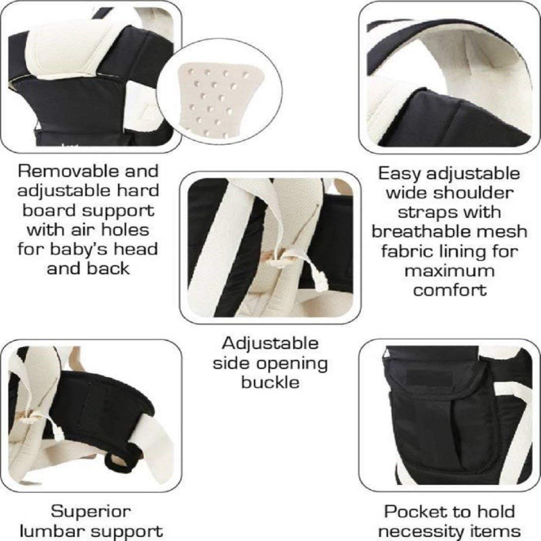 Teeny Weeny Kid Baby Carrier Cum Kangaroo Bag Comfortable Support With Belt Baby Carrier Cum Kangaroo Bag (Black, Front Carry Facing Out) Teeny Weeny Kid Baby Carrier Cum Kangaroo Bag Comfortable Support With Belt Baby Carrier Cum Kangaroo Bag (Black, Front Carry Facing Out)