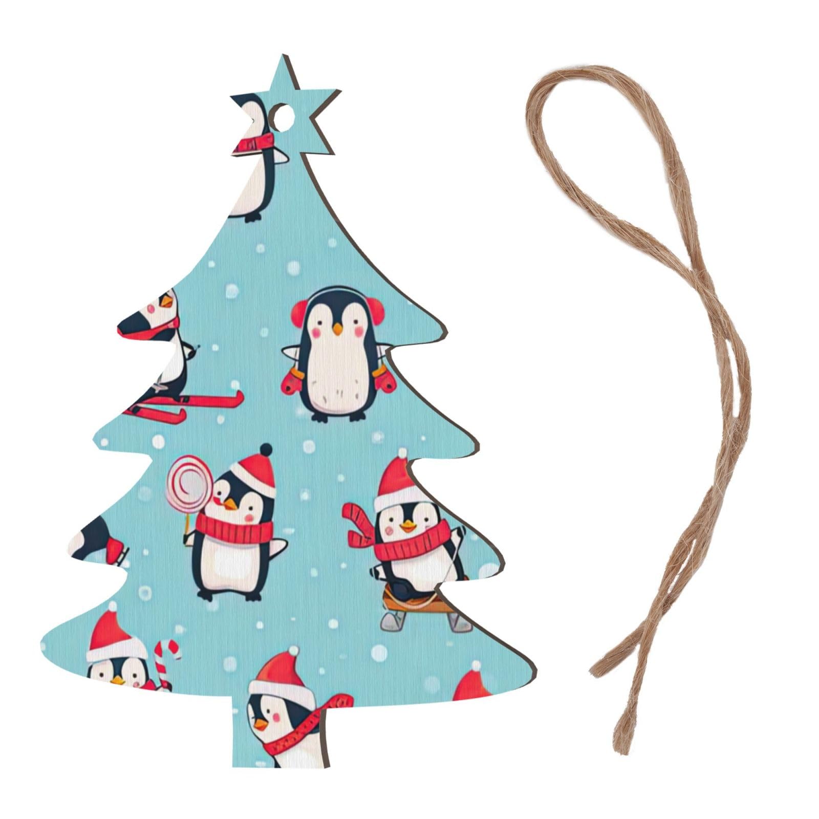 Amazon.co.jp: クリスマスペンギンプリントクリスマス木製ハンギング