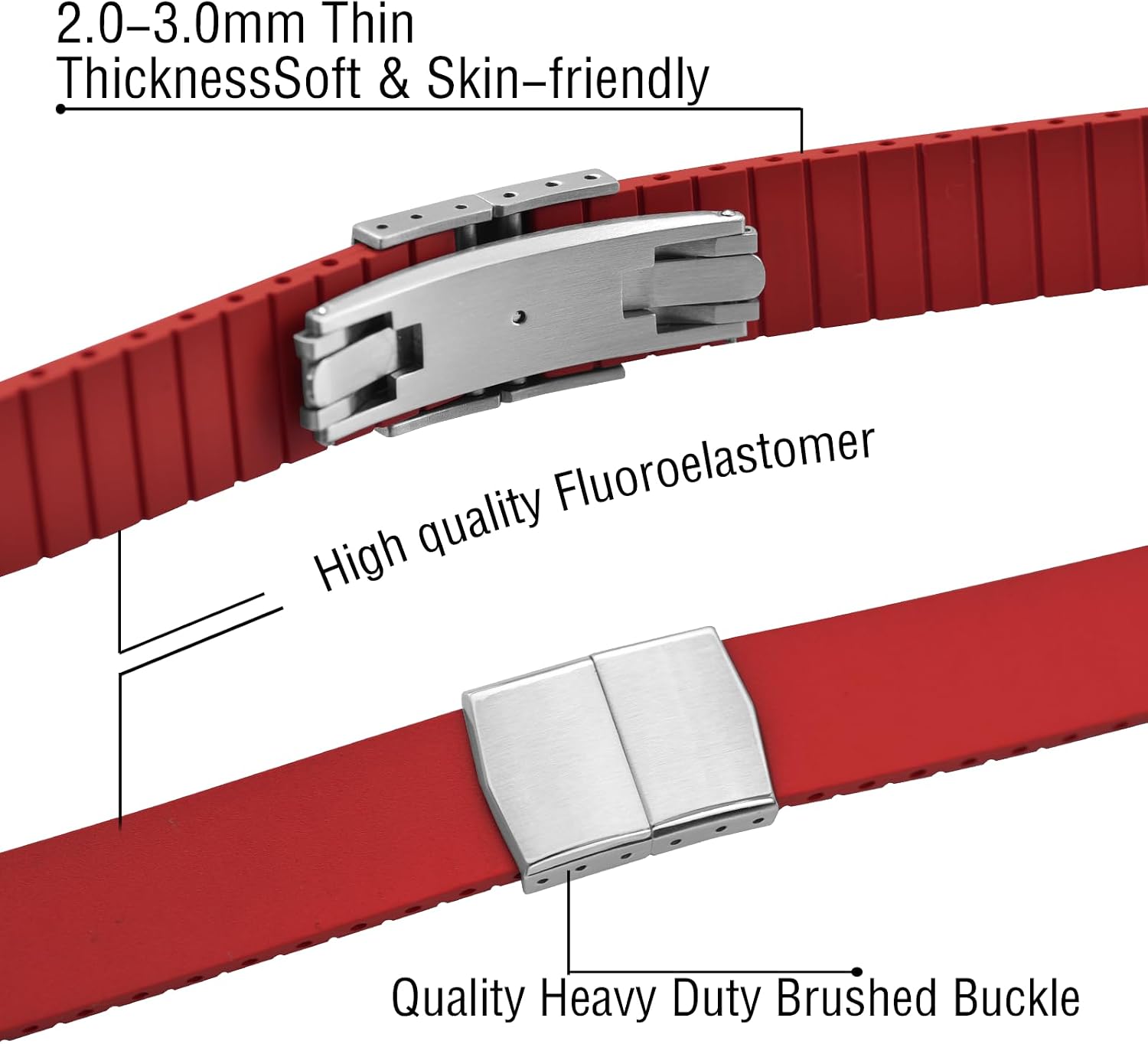 CTS 18mm/20mm/22mm Quick Release Watch Band,Soft Fkm Rubber Straps with Butterfly Deployment Buckle,15 Colors for Men and Women