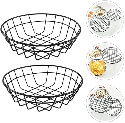Miniatura 3 de Luxshiny Cestas de comida rápida, cestas de delicatessen, 7.7 in, cesta de pan de alambre de metal, soporte para papas fritas, bandeja de