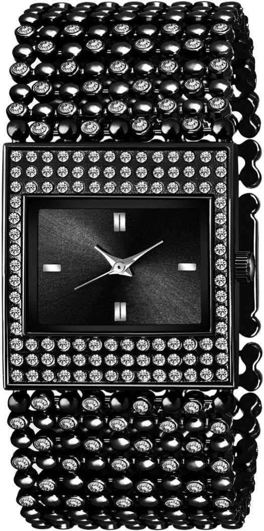 GIFFEMANS New Black Slim Passion for Fashion Square Analogue DIAL with Fancy Metal Strap Diamond Studded Watch Watch for Girls Ladies Watch (B0CLF5TW57) Amazon Price History, Amazon Price Tracker