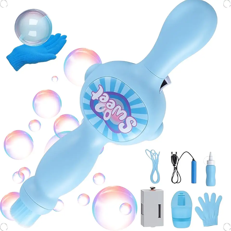 Máquina de Bolhas com Fumaça Infantil – Brinquedo Interativo Recarregável | Diversão para Crianças e Festas – Modelos Lucky e Sweet (Azul)
