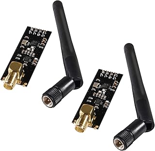 2PCS NRF24L01+PA+LNA RF Wireless Transceiver Module with SMA Antenna 2.4 GHz 1100m with 3.3V Regulator on-Board 8 Pin Socket Breakout Adapters for Arduino