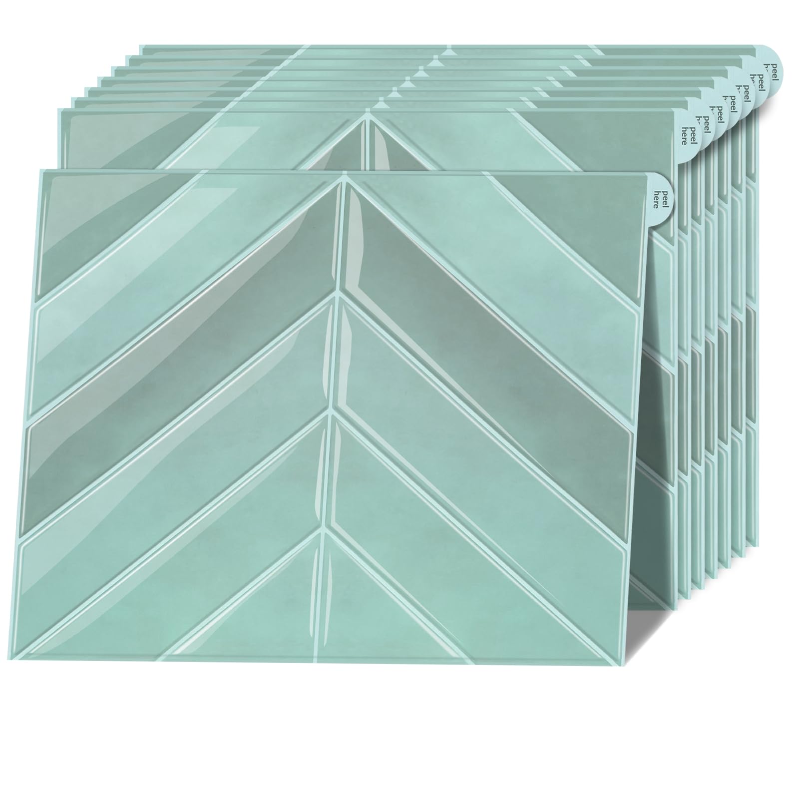 TFCIOD Stick on Tiles, Peel and Stick Wall Tiles, Herringbone, Sage Green