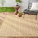 Nicole Miller New York Patio Country Danica Transitional Geometric Indoor/Outdoor Area Rug, Yellow/White, 5'2'x7'2'