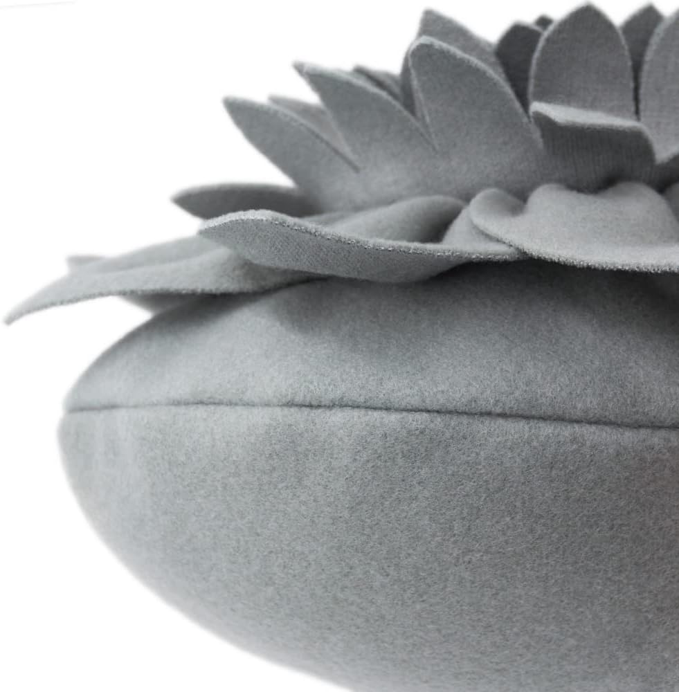 OiseauVoler 3D Flower Throw Pillows with Insert Included Decorative Handmade Accent Round Pillow Cushion for Couch Bedroom Aesthetic Home Decor 14 Inch Gray