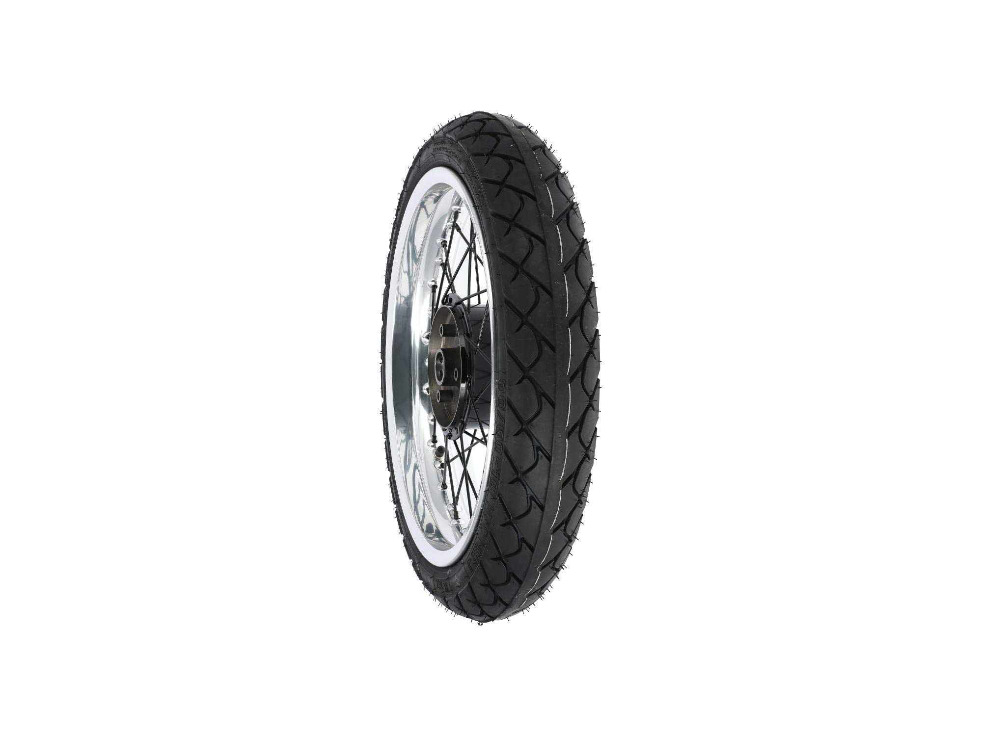 AKF Tuning-Komplettrad hinten 3,0x16"" Alufelge + Nabe und Speichen schwarz + Reifen 90/80 Heidenau K63