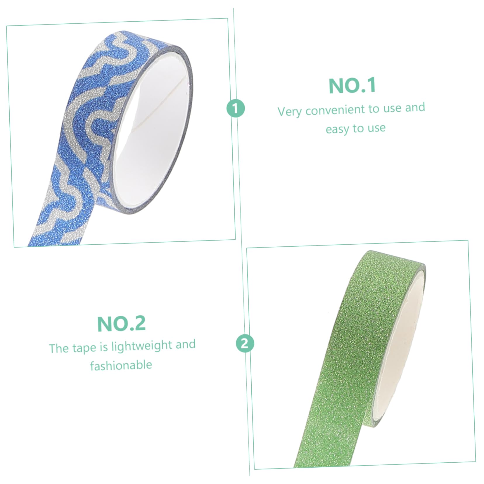 NUOBESTY Rouleaux de Rubans Adhésifs en Papier OPP Décoratifs Pailletés et Unis Lot de 20 Faciles à Utiliser Couleur Aléatoire d'espaces Personnels pour Décoration et Albums Créatifs