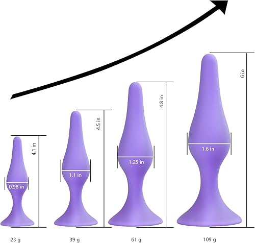 Miniatura 11 de Hisionlee? Juguete sexual 4 unidades. Juego de tapones anales de silicona médica Sensuality Sex Dolls, Hision10002, no, Negro, 4
