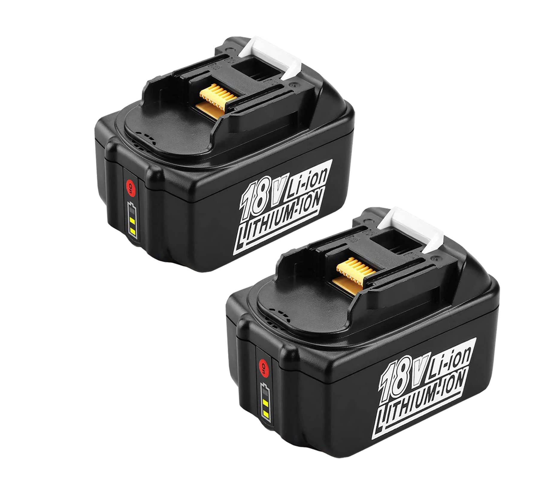 2 baterías de ion de litio de 18 V 5000 mAh 5,0 Ah para Makita BL1860 BL1850 BL1840B BL1830 194309-1 LXT400 DHP482Z DUC353Z DHR171Z para batería Makita de 18 V con indicador LED