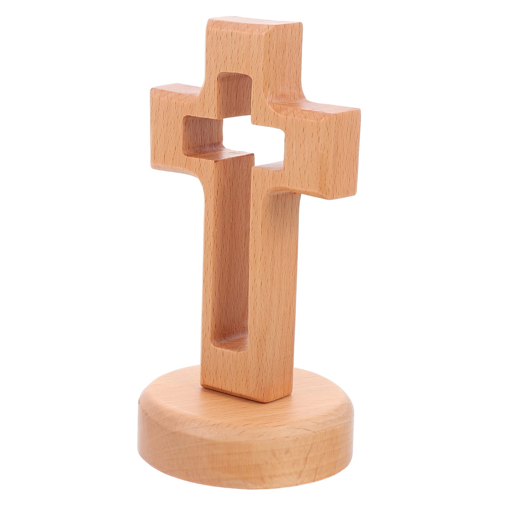 Abaodam Wooden Cross Ornament Religious Decoration Catholic Holy Cross for Home Tabletop Display Compact Size Smooth Finish