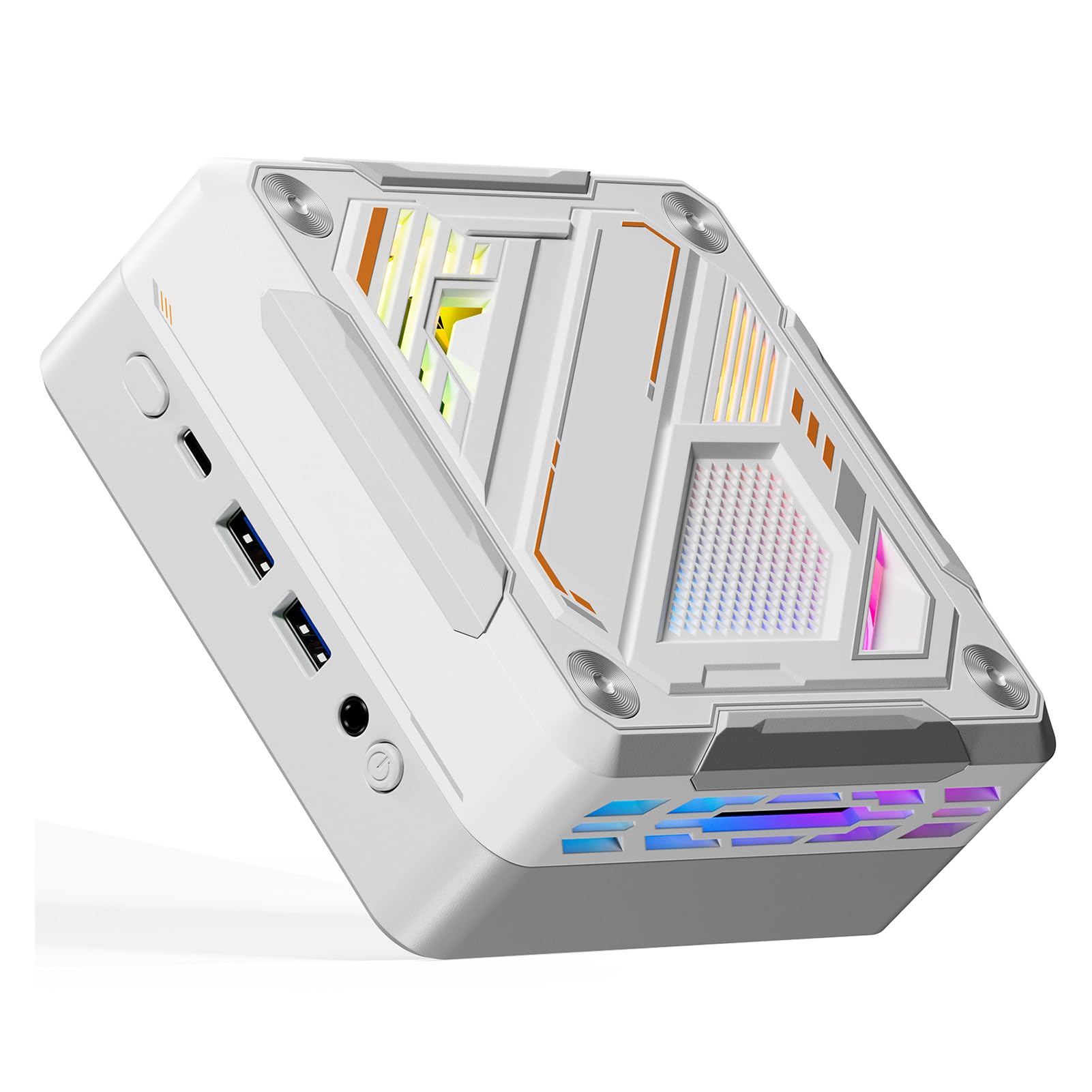 Domary Ryzen 7 5700U Mini PC 8 Core 16 Thread Mini Computer da Gioco con Illuminazione RGB WIFI6 BT5.2 4K Triplo Display per Conferenze in Ufficio a Casa (Spina UE da 16 GB e 512 GB)