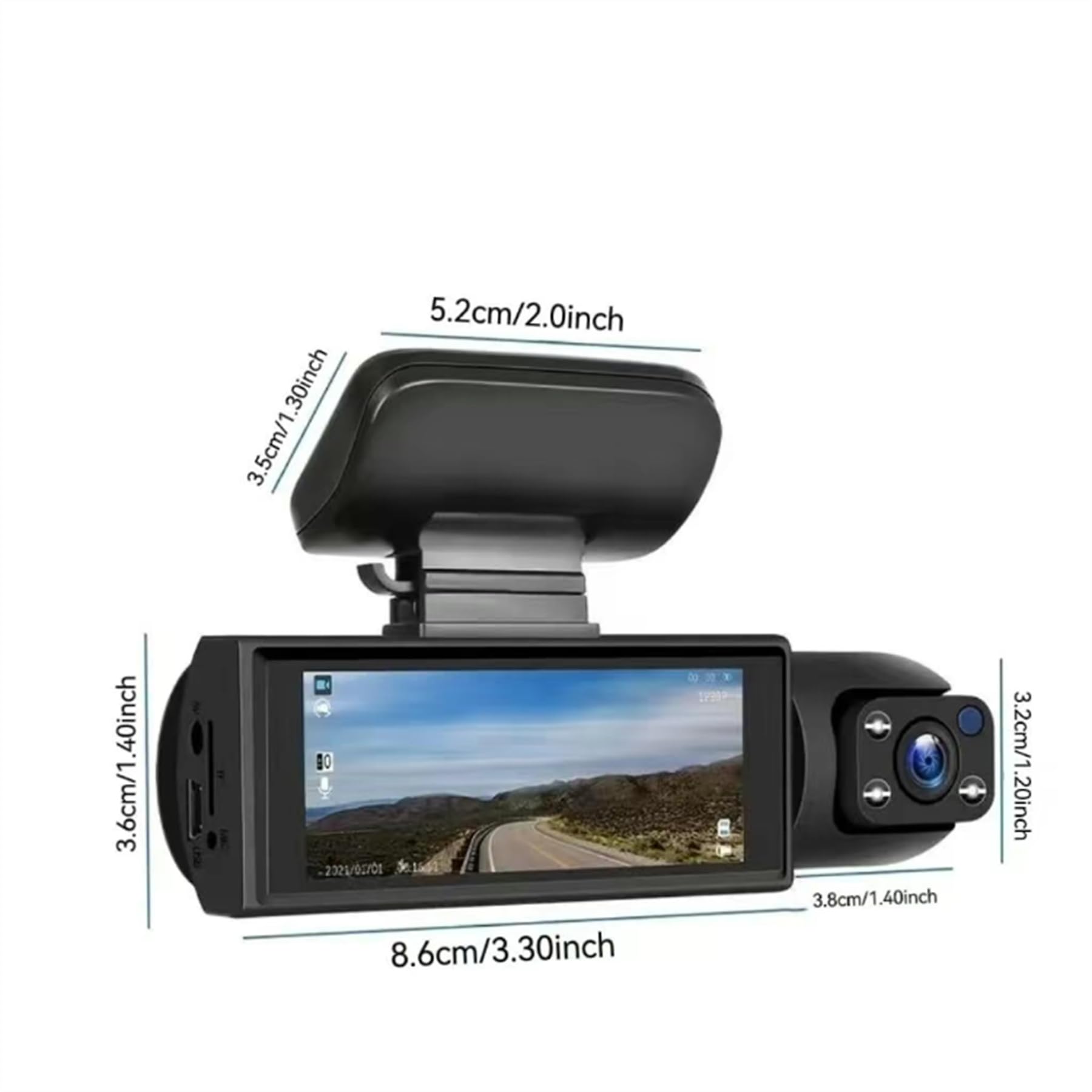 Dual Camera Dash Cam-Dash Cam Front and Rear for Cars,1080P and IR Night Vision,3.16”IPS Screen,64GB TF Card,24/7 Parking Monitoring,Loop Recording & Wide Angle Lens