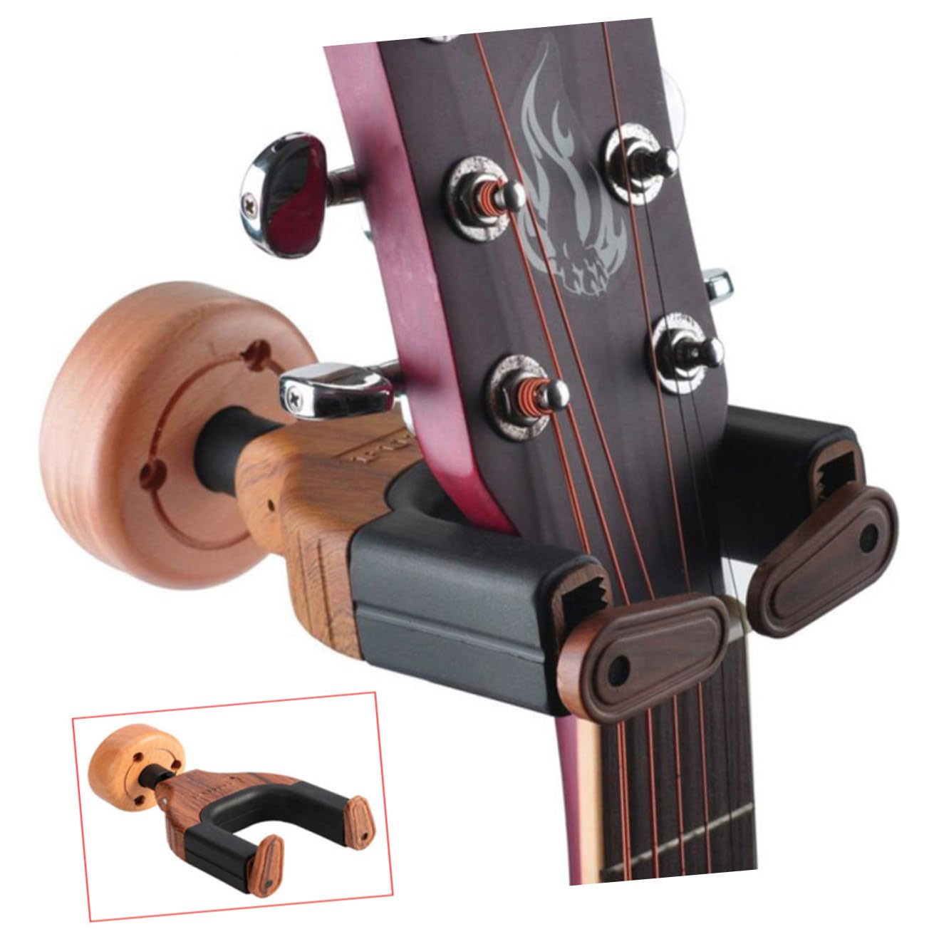 Abaodam Abnehmbare Gitarrenhalterungen Zufällige Farbe 2 Stück und Metall mit Gummibeschichtung Einfache Montage als Wandhalter für Akustische und Elektrische Gitarren