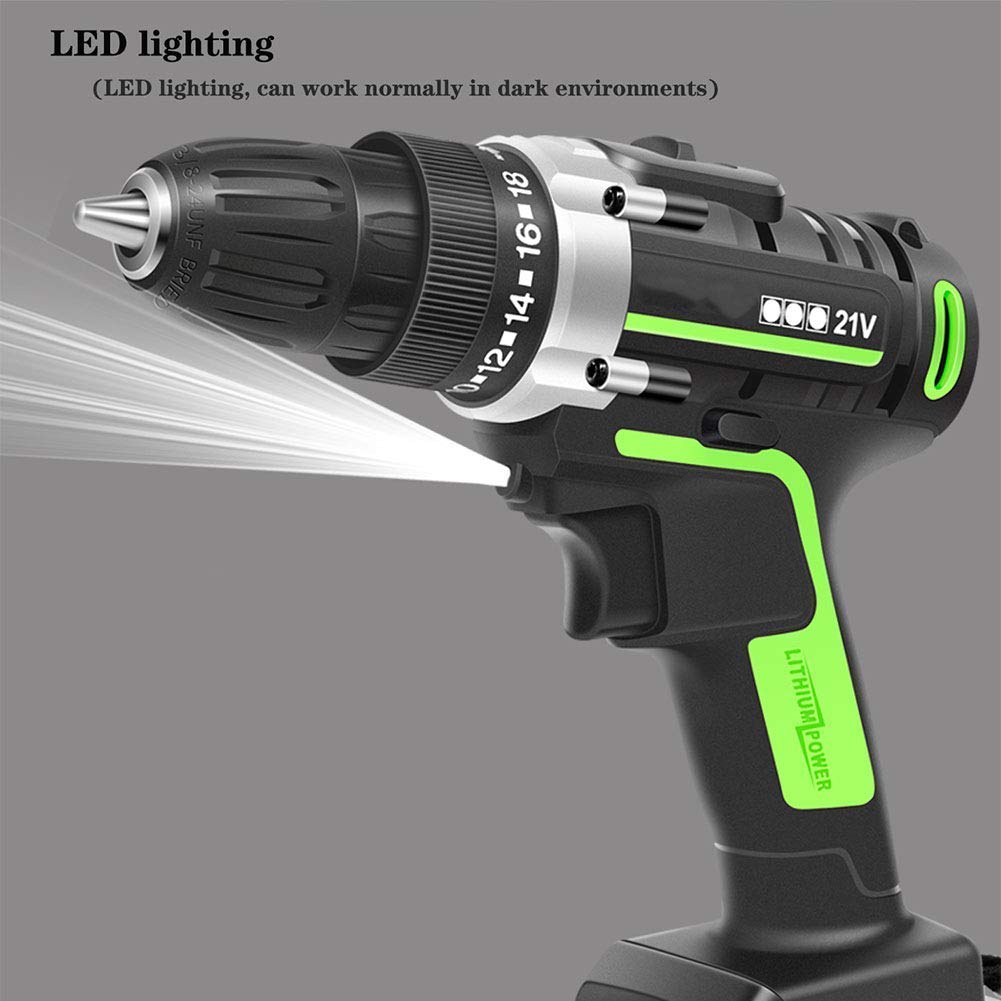 Trapano Avvitatore Trapano Combinato a ioni di Litio 21V-Max, cacciavite Elettrico, Faro da Lavoro a LED, Batteria a Cambio rapido e Caricabatterie Inclusi
