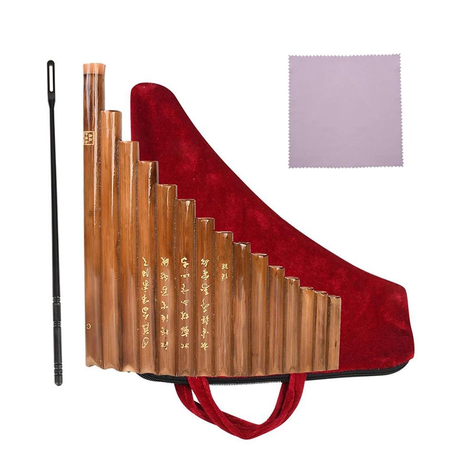 Pan Flute Instrument Pan Flute 15 Pipes Natural Bamboo Wind Instrument G Key Panpipe Chinese Traditional Woodwind Instrument With Bar Bag(Left)