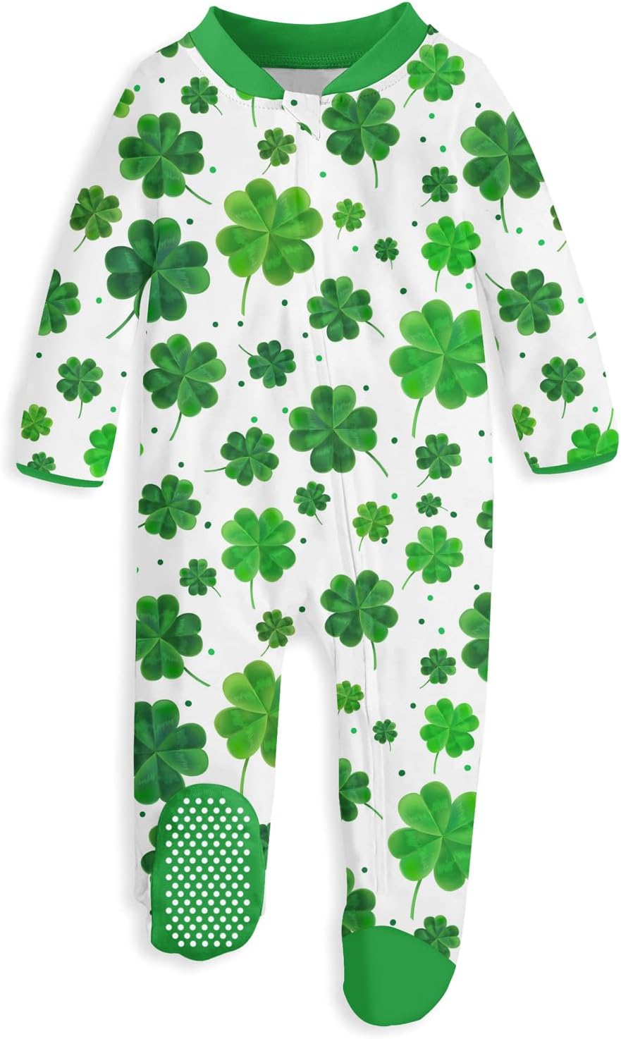 Baby Girls Footed Pajamas Zip-Front One-Piece Sleeper Non-Slip Footie Cute Pattern Jumpsuit PJs 0-12 Month