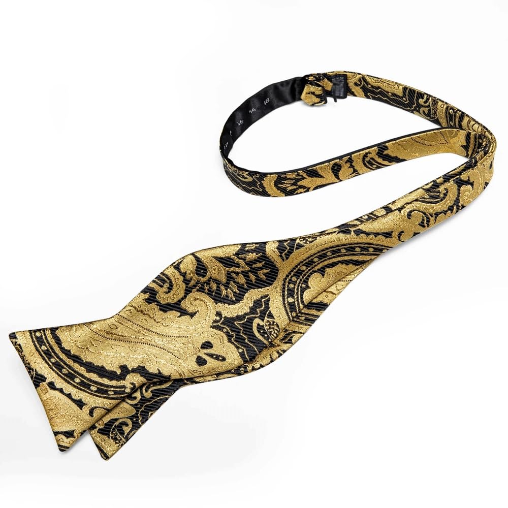 JFDBGU Paisley Self Tie Bow Tie Silk Woven Wedding Party Ties Hanky Brooch Pin Set Tuxedo Bow