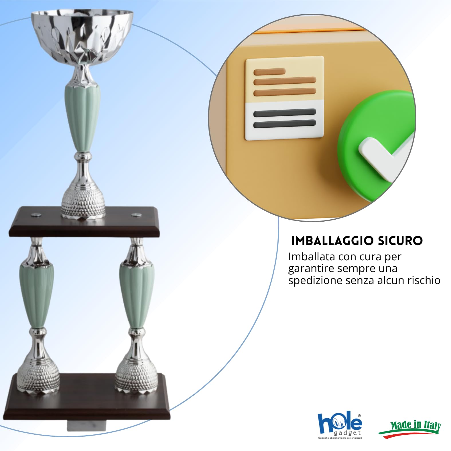 Coppa Trofeo Personalizzabile Grande a 2 Piani Varie Misure Calcio, Fantacalcio, Tennis, Padel, Basket Premiazioni Sportive ed Eventi con Targhetta Personalizzata cod 5.241