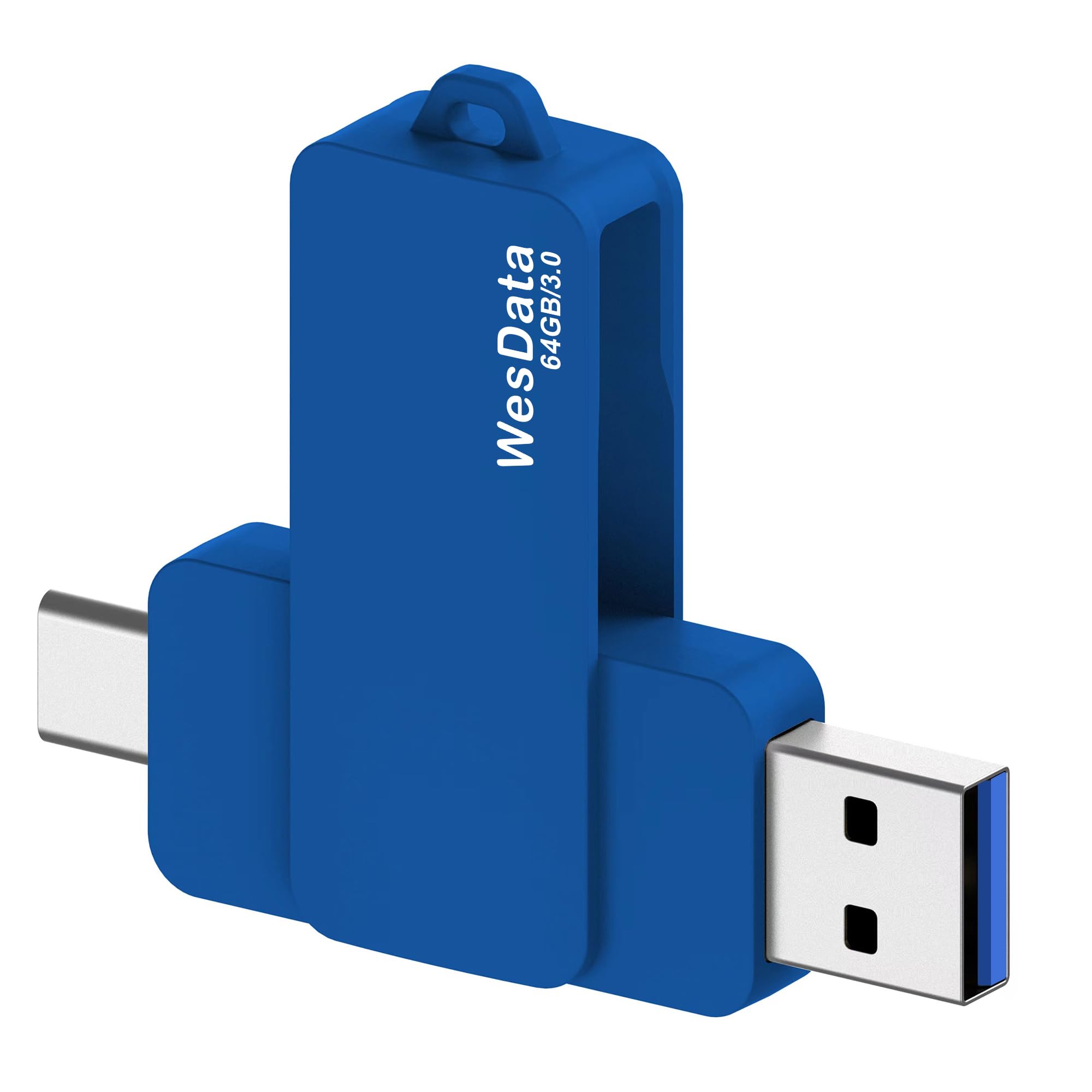 Chiavetta USB C da 64 GB 3.0 con porta di tipo C e tipo A, unità USB C per archiviazione e backup per iPhone 15, telefoni Android con funzione OTG, laptop, MacBook, PC (blu)