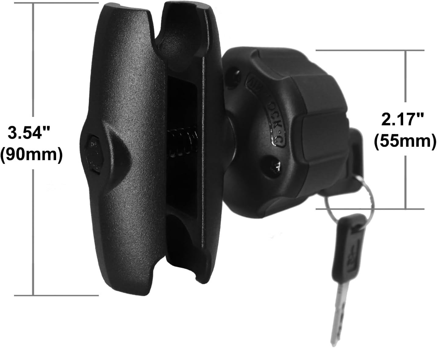 Aluminum Motorcycle Phone Mount Arm with Anti-Theft Lock, Compatible with RAM Mount 1 Inch/B Size /25mm Ball Accessories, Double Socket Arm for Motorcycle/Bike/Fishfinder/Tablet Mount/Truck