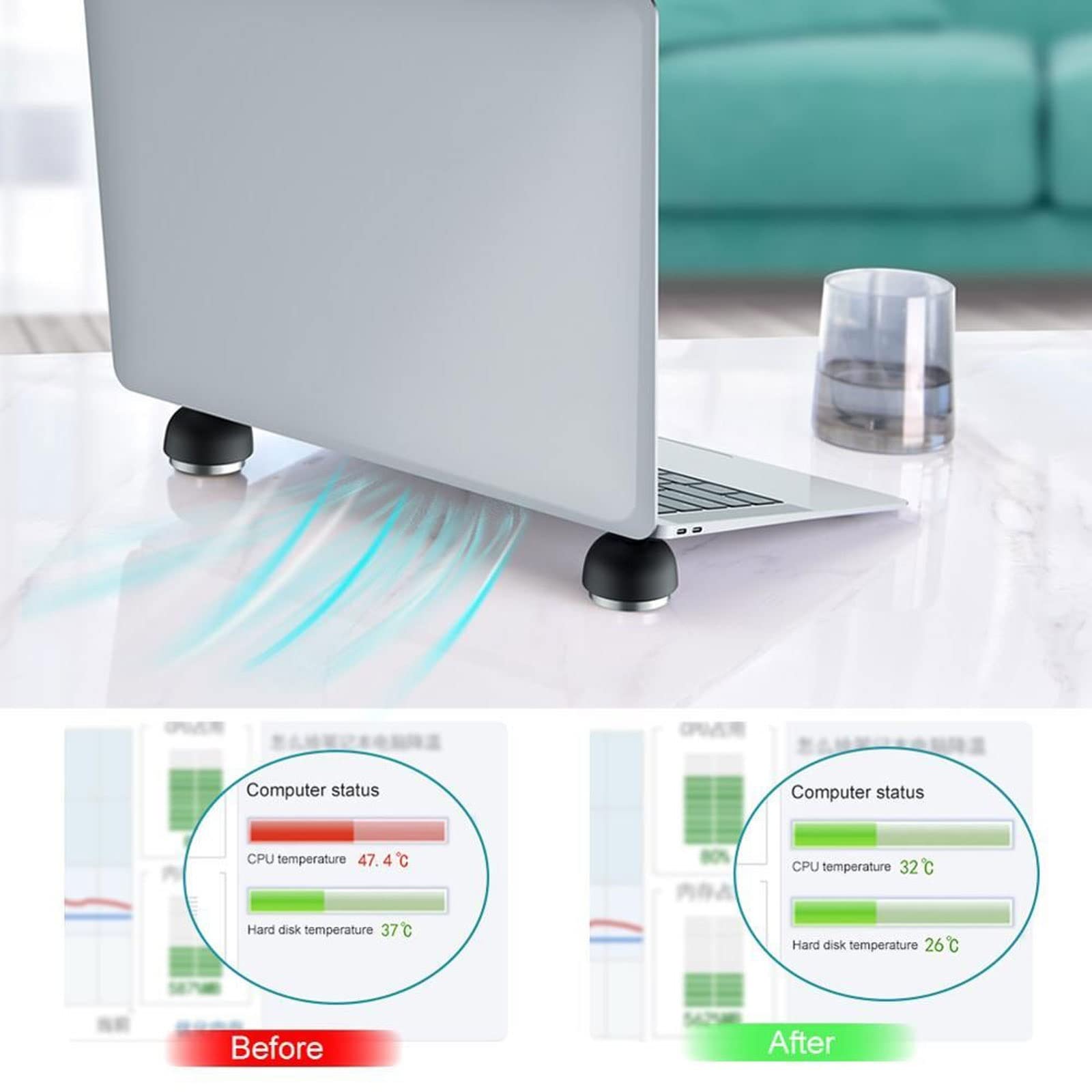 DieffematicZJ Stojak na laptopa Stojak na laptopa Akcesoria Notebook Wsparcie Notebook Laptop Uchwyt Składany Cooler Stand Dla Wspornika (Color : Schwarz)