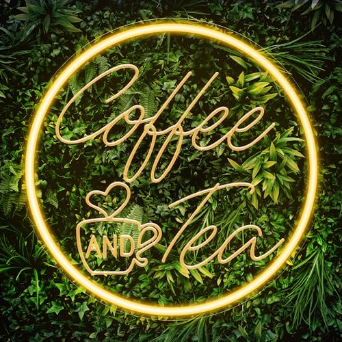 Kavaas Coffee and Tea Neon Signs 11.8'x 11.8', 3D Carved Coffee Neon Sign for Cafe Station, Tea Bar, Kitchen Decoration - Best Gifts for Birthday, Housewarming, Christmas