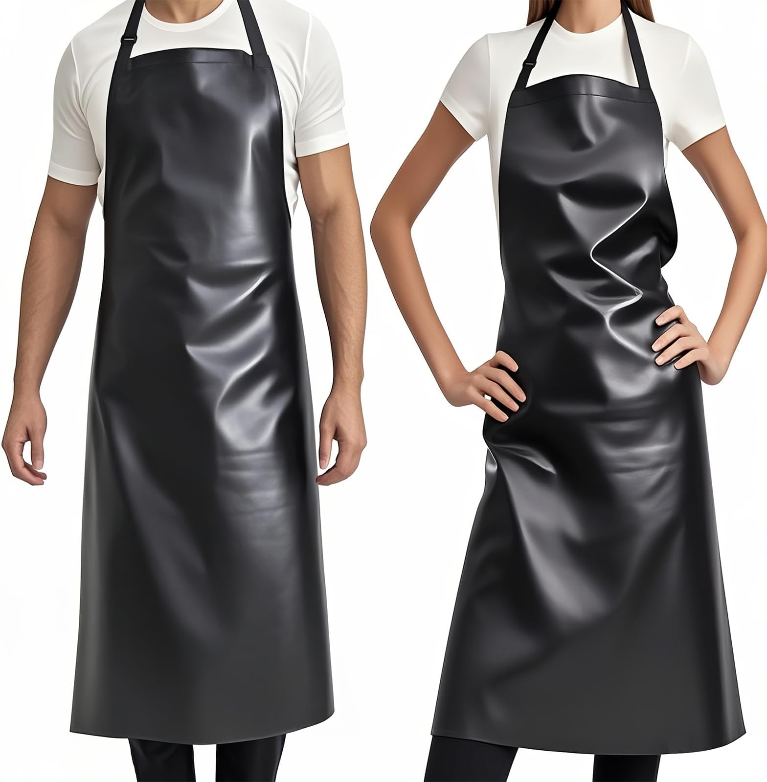 4 Pack 40 Inch Waterproof Rubber Aprons Chemical Resistant Adjustable Butcher BBQ Apron