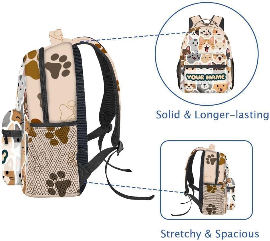 Custom School Backpack for Kids & Teens - Kawaii Cat Themed Lightweight Backpacks for High School, Work & Travel - 17 Inches Durable Bookbag with Large Capacity