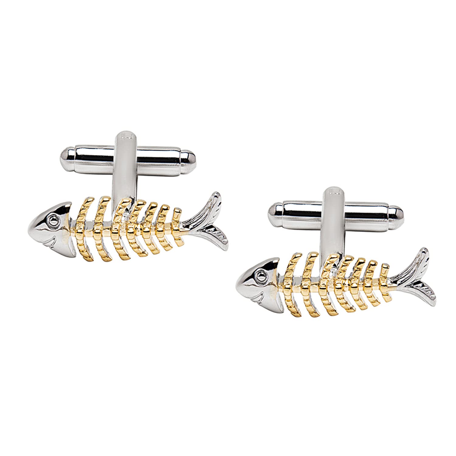 Shining Jewel - By ShivanshShining Jewel Elegant Fancy and Designer Silver Plated Fish bones (Two tone plating) Design Cufflinks For Men (SJ_7196)