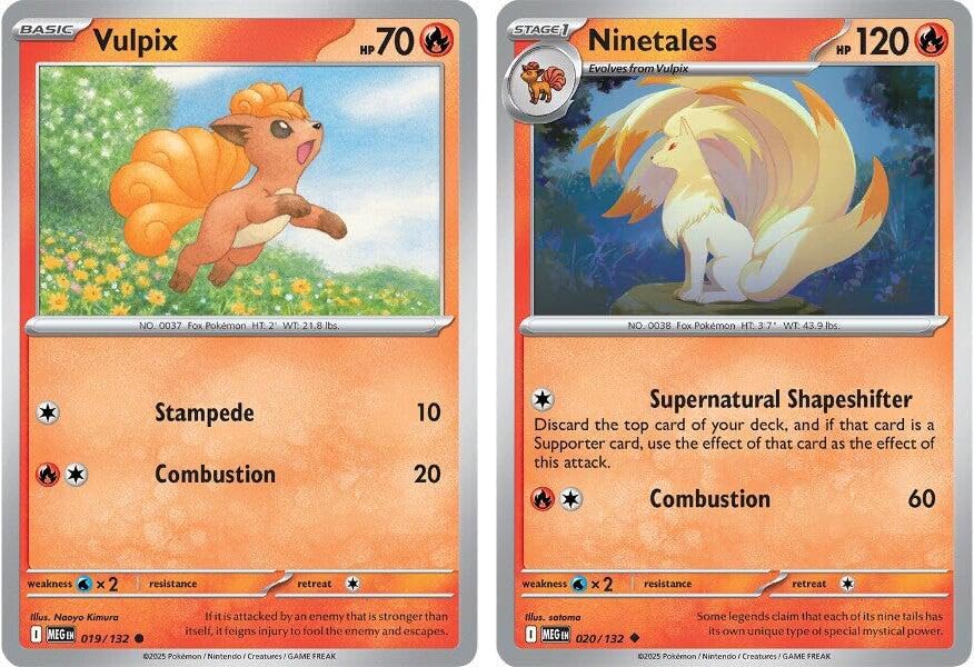 Ninetales Vulpix 020/132 - Mega Evolution - Pokemon 2 Card Lot