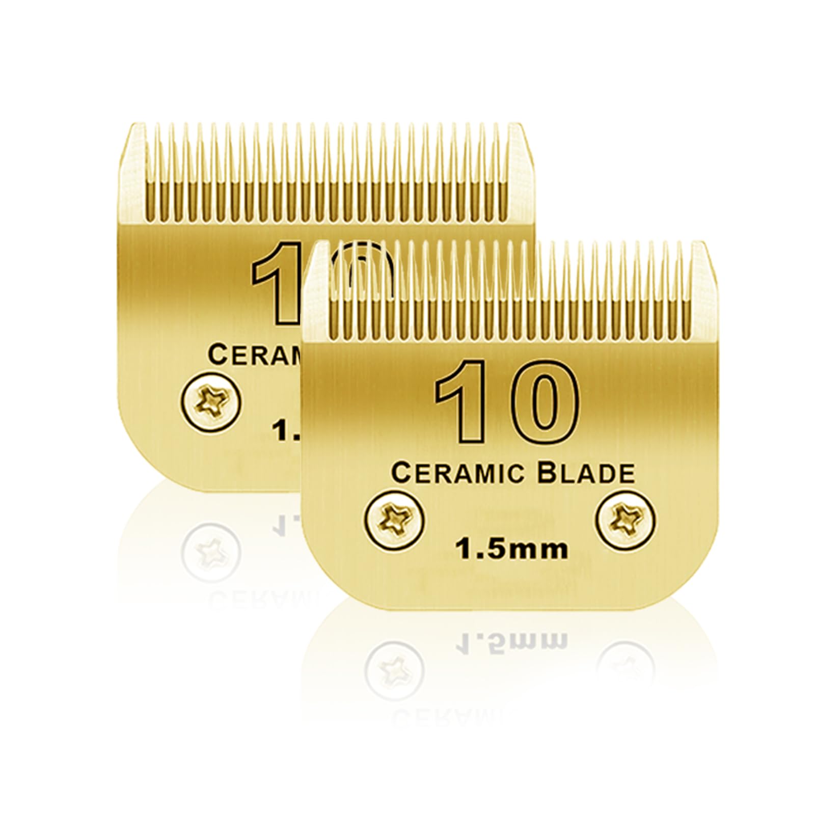 BESTBOMG 2 unité 10# Lame de Rechange pour toilettage de Chiens,Compatible avec Les séries Heiniger/Moser Max45 /Andis/Oster A5 Tondeuse pour Chien,Taille 10# 1/16" (1,5mm) Couper Longueur