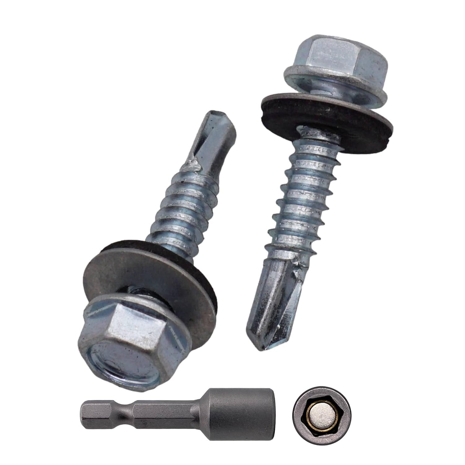 DECENT AIR SYSTEM® Hex Head Zinc Plated Self Drilling Roofing Screws with EPDM Sealing Washers (100, 10X25)-image-29