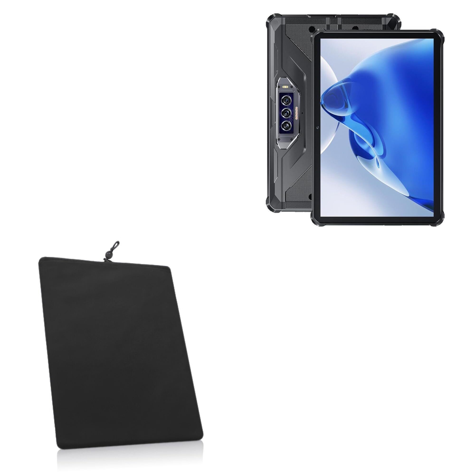 BoxWave Case Compatible with Oukitel RT7 5G - Velvet Pouch, Soft Velour Fabric Bag Sleeve with Drawstring - Jet Black