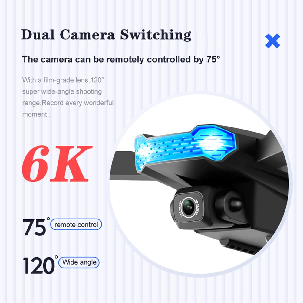 Drone per Adulti, Droni Pieghevoli con Fotocamera 6K HD, Durata della Batteria 75 Minuti, Flusso Ottico Hover, Trasmissione di Immagini 5G HD, Vola Intorno, Volo Waypoint, Segui Intelligente
