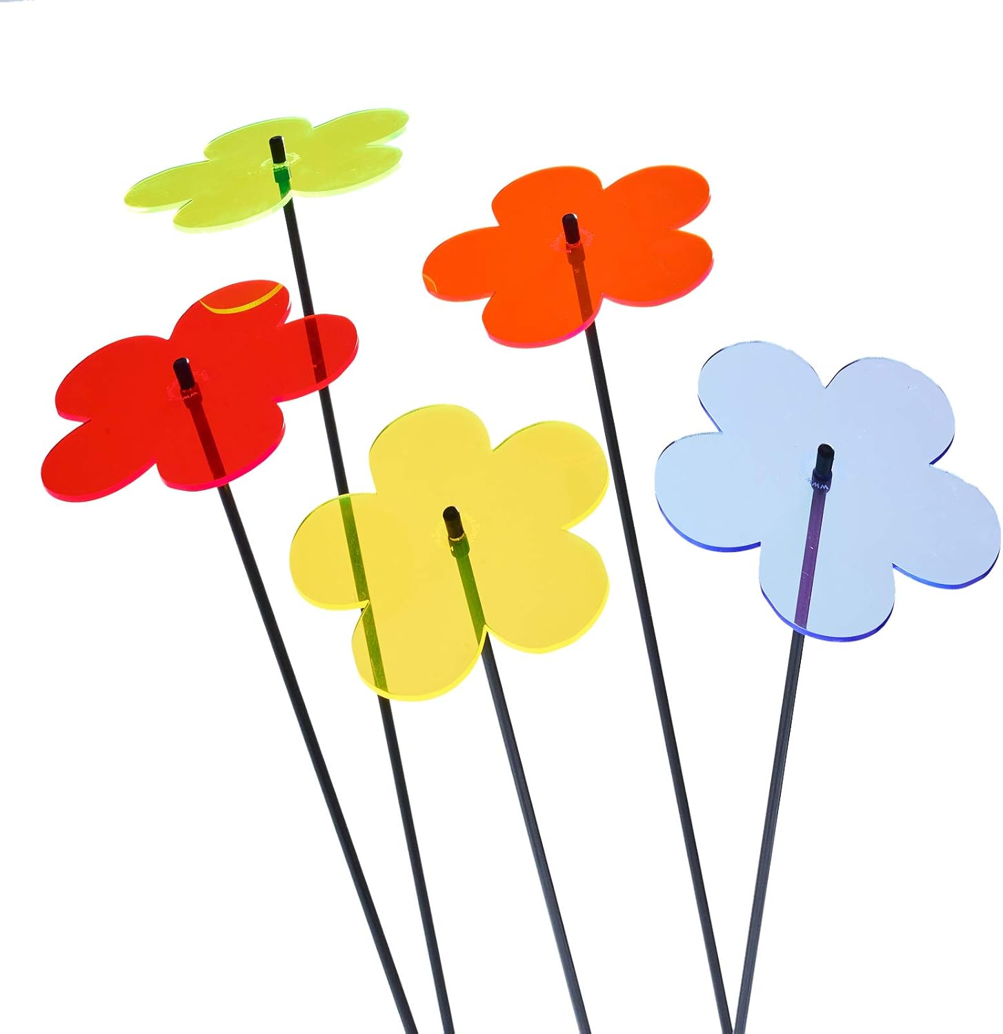 SunCatcher Garden Decor Vibrant Blossom Set of 5 Large Glowing Garden Stakes 75cm