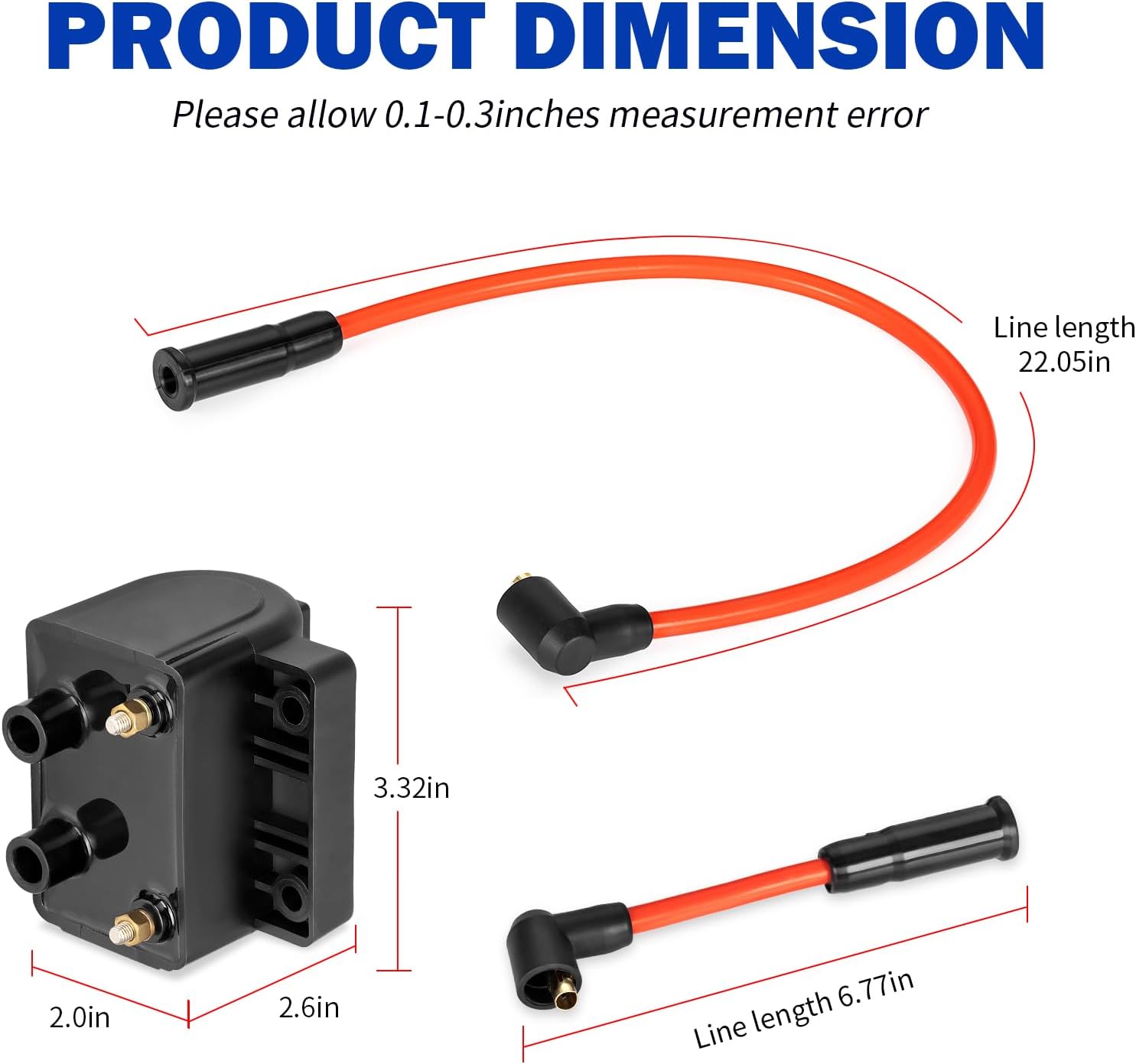 Ignition coil & 8.5mm Spark Plug Wire Cap for FLHT FLH FLTC 1985-1995 31994-91 31992-85 31614-83
