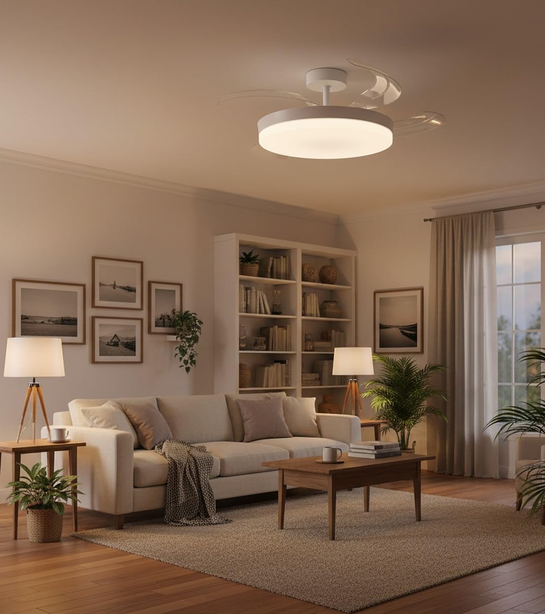 BEL AIR HOME - Ventilateur de plafond ARES, moteur DC, LED 36 W et télécommande, 3 pales pliantes, chambres et salles à manger (ARES MINI)