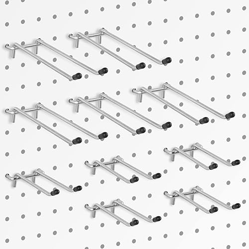 G.CORE Paquete de 10 ganchos para tablero de clavijas, ganchos para herramientas y ganchos para tableros de clavijas de 1/4 pulgadas, ganchos de
