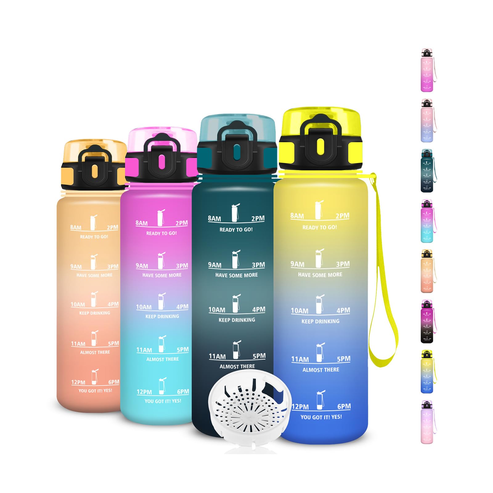 500ml Water Bottle, Girls Leakless Bottle, Motivational Bottle, Easy to Carry, Water Bottles with Times to Drink, Water for Sports, Fitness, Yoga, School, Girls