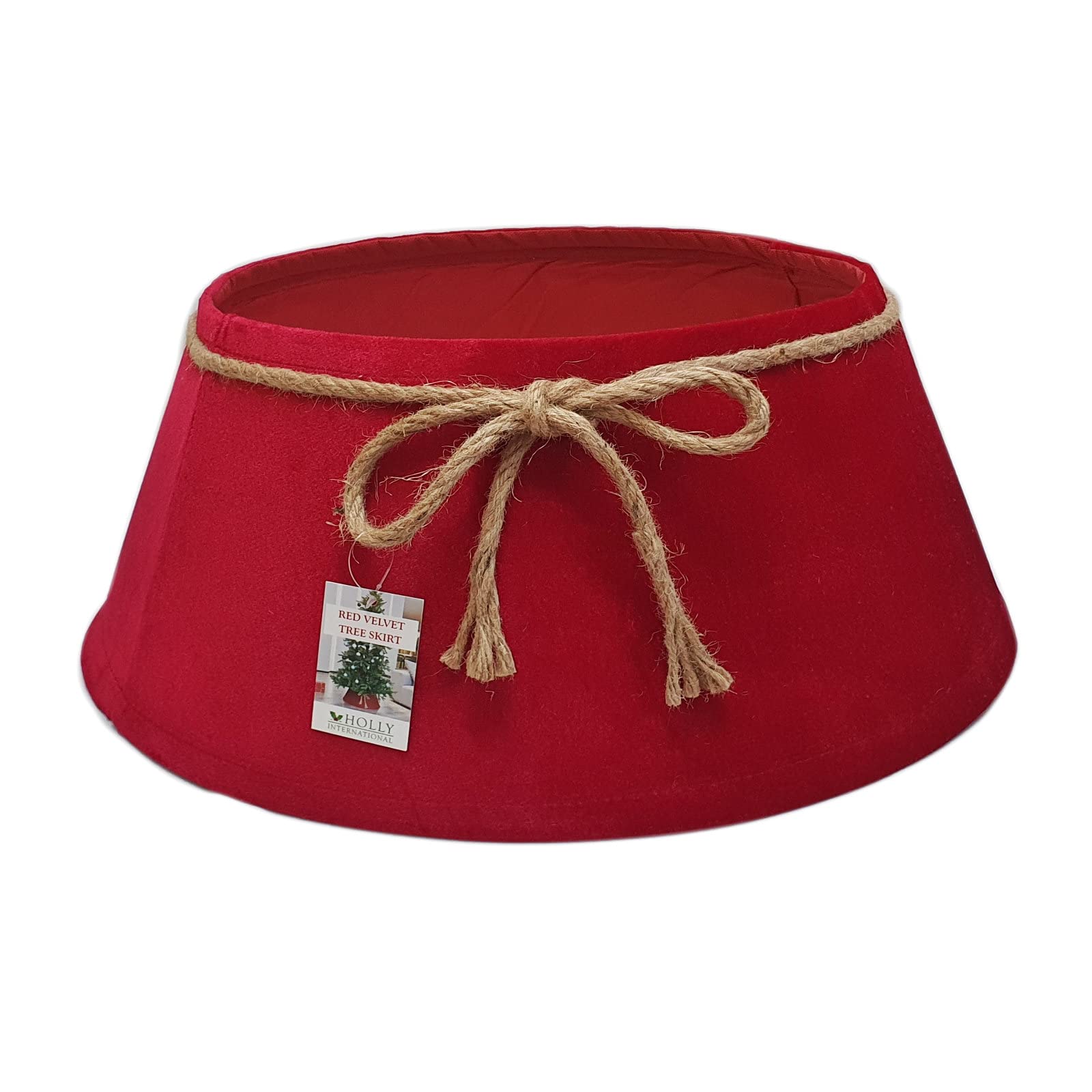 Holly International Red Christmas Tree Skirt Luxury Velvet Ruby 56Cm