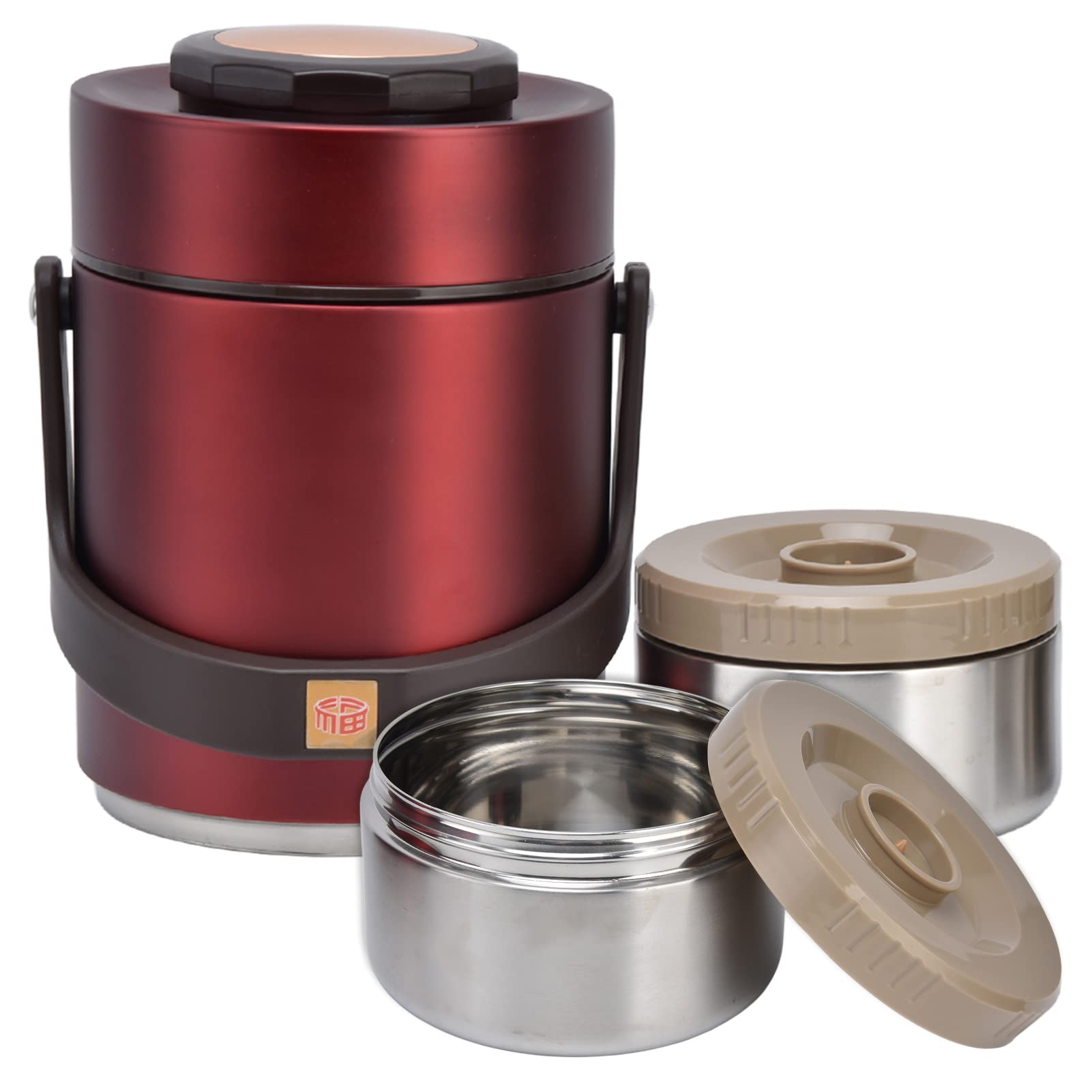 Box per il pranzo, barattolo di alimenti termo isolati, contenitori alimentari caldi in acciaio inossidabile da 50 once, scatola di bentos per adulti (Rosso)