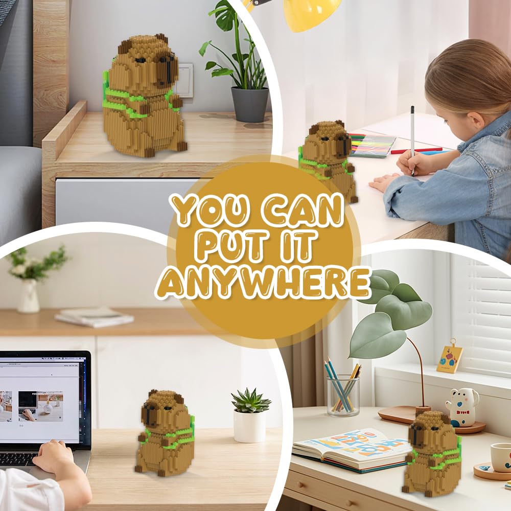 Capybara Zestaw klocków, 1606 bloków, klasyczne mini klocki z kreskówki, cząsteczki z tworzywa sztucznego, zestaw klocków do budowy mikro Capybara, model 3D, zwierzęta, bloki budowlane dla