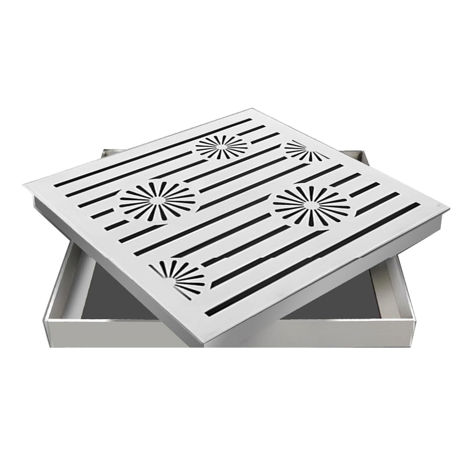 Chiusino 50x50, Canalina Scarico Acqua Piovana Esterno, Materiale in Acciaio Inossidabile Spesso, Adatto per Cortili, Giardini, Terrazze(30x30x3cm/12x12x1.2)