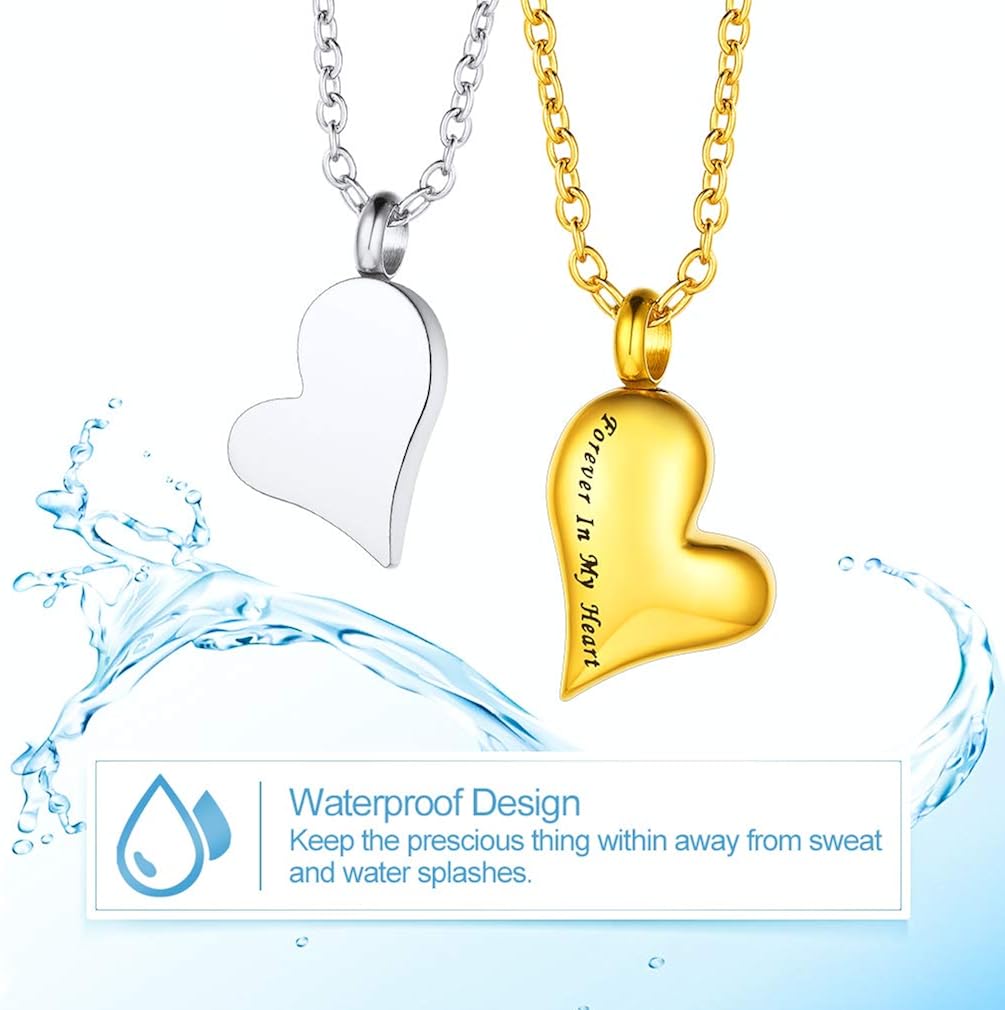 Custom4U Chic Heart Cremation Necklace Gold Steel Love Urn Necklaces for Dad Mum Grandmum Dogs Cat Ashes Jewellery Gifts - Image 4