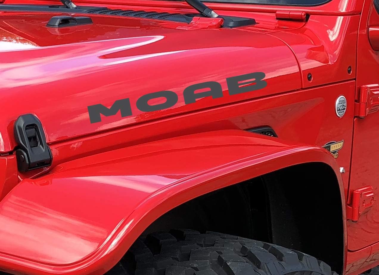 Moab Theme Decal Sticker for Hood Fender Sides Compatible with Any Jeep 23 X 5 Inches Set of 2 Identical Decals.