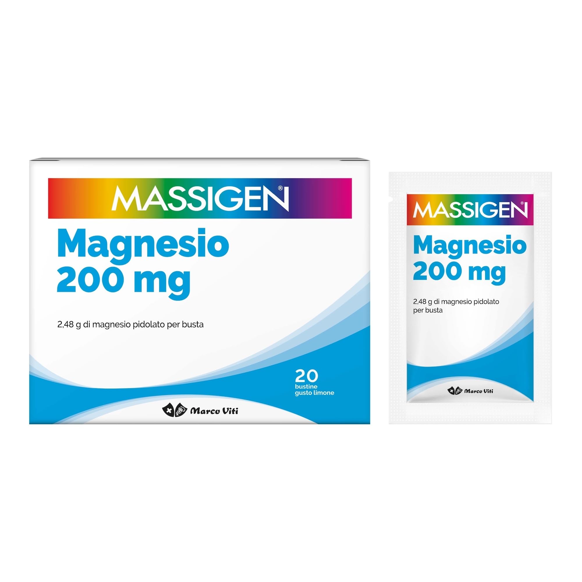 MASSIGEN Integratore Alimentare Magnesio, Aroma Limone, 20 Buste